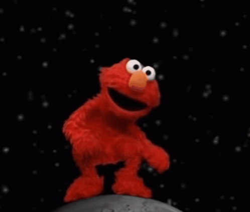 Elmo From Sesame Street Is Dancing On The Moon GIF