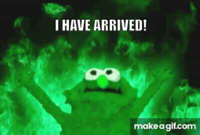 Elmo From Sesame Street Is Glowing In The Dark And Saying I Have Arrived . GIF