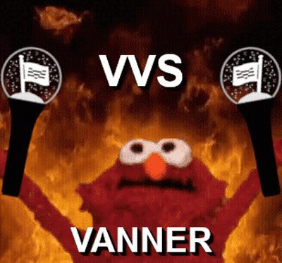 Elmo From Sesame Street Is Holding Up A Pair Of Microphones With The Words Vvs Vanner Underneath Him GIF