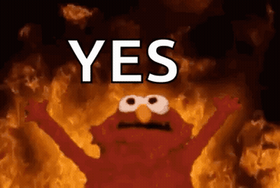 Elmo From Sesame Street Is On Fire And Says Yes GIF