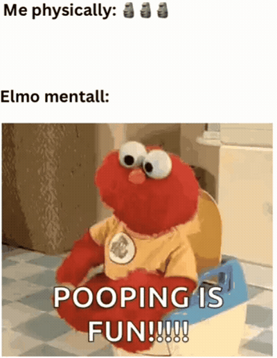 Elmo From Sesame Street Is Sitting On A Potty And Saying Pooping Is Fun ! GIF