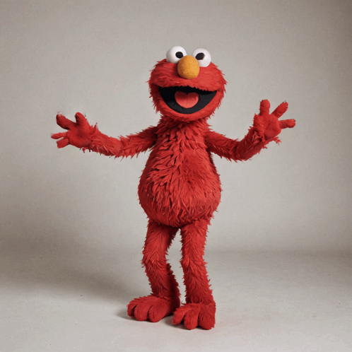Elmo From Sesame Street Is Standing In Front Of A White Background GIF
