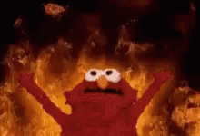 Elmo From Sesame Street On Fire GIF
