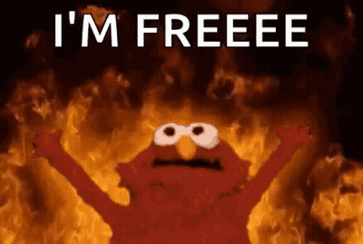 Elmo From Sesame Street On Fire Says Freeee GIF