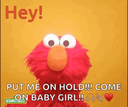 Elmo Holding Baby Girl Hey Put Me On Hold Come On Baby Girl GIF