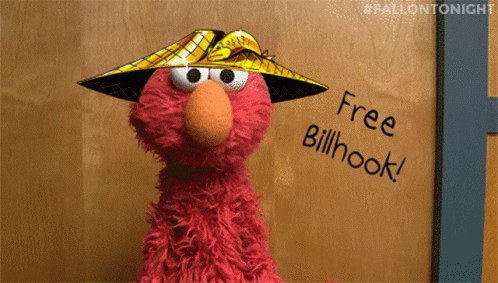 Elmo In Yellow Hat Saying Free Billhook GIF