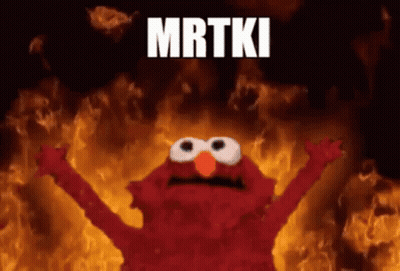Elmo Is In The Middle Of A Fire With The Word Mrtki Written Above Him GIF
