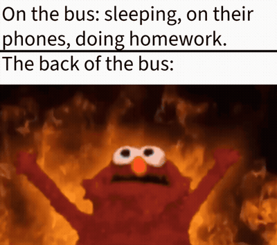 Elmo Is On The Bus Sleeping On Their Phones Doing Homework The Back Of The Bus GIF
