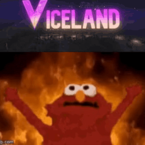Elmo Is Standing In Front Of A Sign That Says Viceland GIF