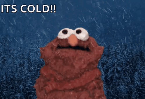 Elmo Is Standing In The Rain With The Words It 'S Cold GIF