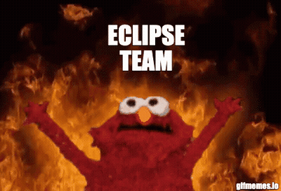 Elmo Is Surrounded By Flames With The Words Eclipse Team Written Above Him GIF