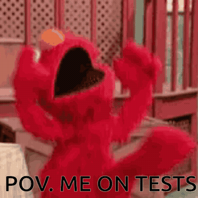 Elmo Making Funny Face Saying POV Me On Tests GIF