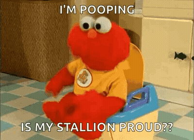 Elmo Potty I'm Pooping Is My Stallion Proud GIF
