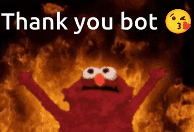 Elmo Says Thank You Bot In Front Of Flames GIF