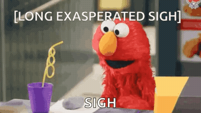 Elmo Sitting Drinking From Purple Cup GIF