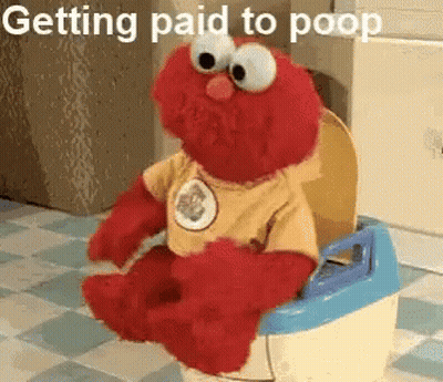 Elmo Sitting On Potty Getting Paid To Poop GIF