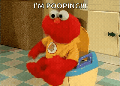 Elmo Sitting On Potty Saying I'm Pooping GIF