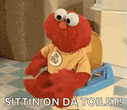 Elmo Sitting On Toilet Cute Dance GIF