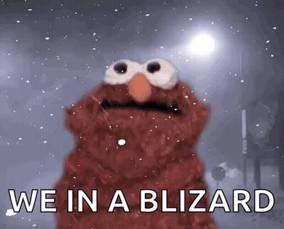 Elmo Standing In Snow Blizzard GIF