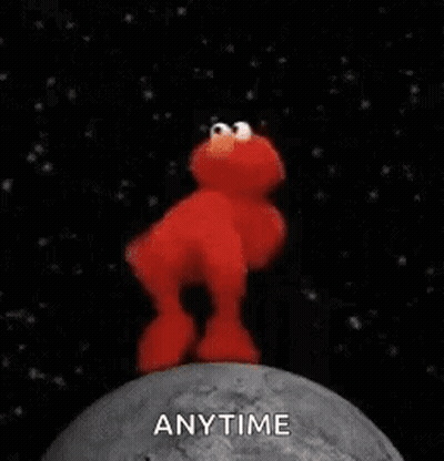 Elmo Standing On Moon Holding Planet GIF