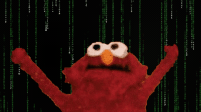 Elmo Stands In Front Of A Matrix Background GIF