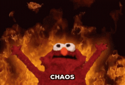 Elmo Surrounded By Flames Chaos GIF