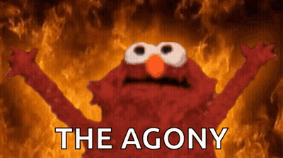 Elmo Surrounded By Flames The Agony GIF