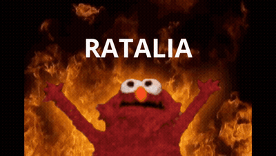 Elmo Surrounded By Flames With Ratalia GIF