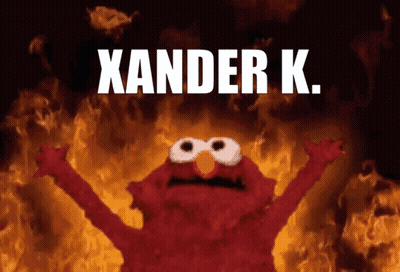 Elmo Surrounded By Flames With Xander K GIF