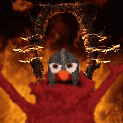 Elmo Wearing A Helmet Stands In Front Of A Burning Statue GIF