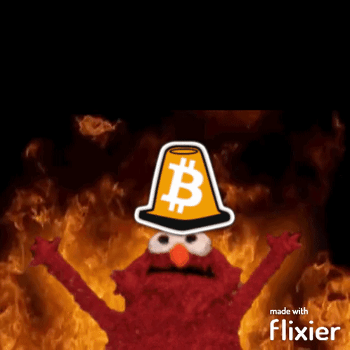 Elmo Wearing A Pumpkin Hat With A Bitcoin Symbol On It GIF