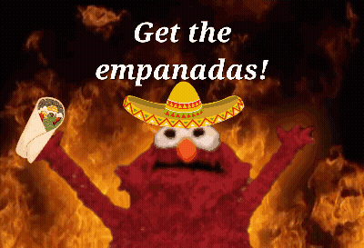 Elmo Wearing Sombrero Holding Burrito Get The Empanadas GIF