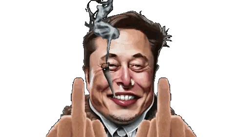 Elon Musk Cartoon Saying Fuck Everyone Sticker