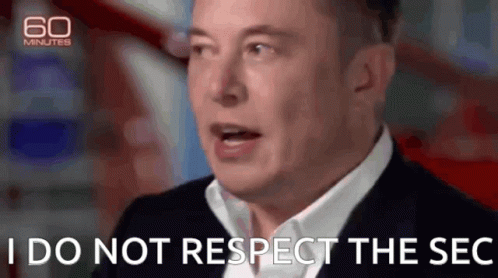 Elon Musk Is Wearing A Suit And A White Shirt And Says I Do Not Respect The Sec . GIF