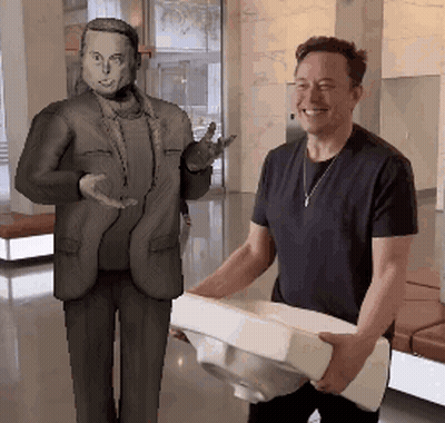 Elon Musk Next To Cartoon Dog In Space Suit GIF