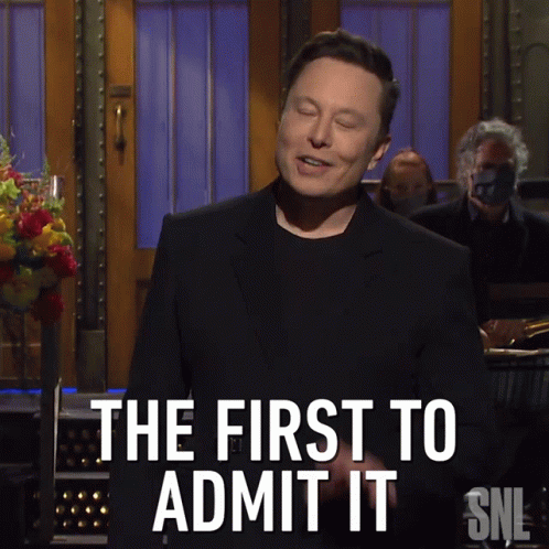 Elon Musk Says First To Admit It On SNL GIF