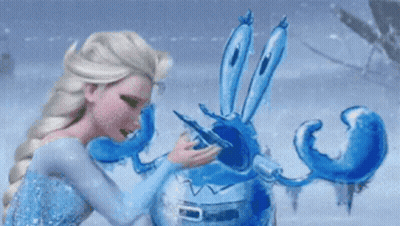 Elsa From Frozen Is Holding A Blue Crab In Her Hand GIF