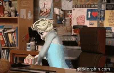 Elsa Holding Popcorn Getmorphin.com GIF