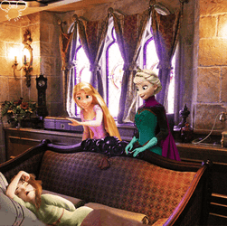 Elsa Rapunzel Waking Up Frozen Anna GIF