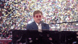 Elton John Performing With Falling Confetti GIF