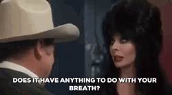 Elvira Talking To A Man GIF
