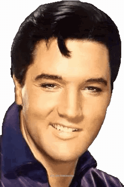 Elvis Presley Is Wearing A Purple Jacket And Smiling For The Camera . GIF