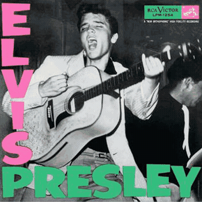 Elvis Presley Playing A Guitar On The Cover Of An Album GIF