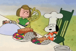 Embarrassed Little Snoopy At Dinner GIF