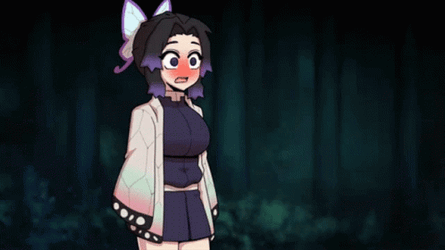 Embarrassed Shinobu Kocho Short Skirt GIF