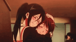 Embracing Anime Yuri School Girls GIF