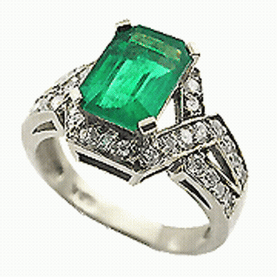 Emerald Ring With Diamonds GIF