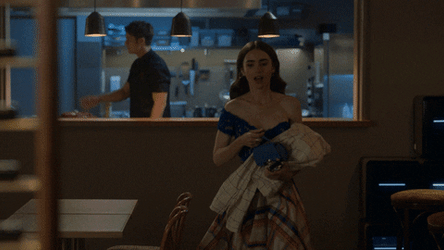 Emily In Paris Walk Out And Pause GIF