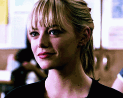 Emma Stone Looking Down Shy Grin GIF