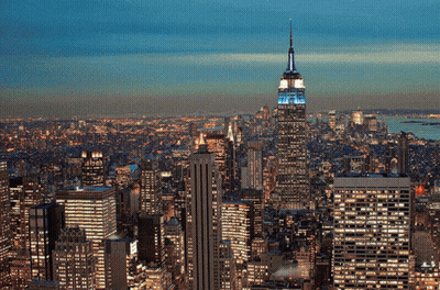 Empire State Building Lit Up Blue GIF